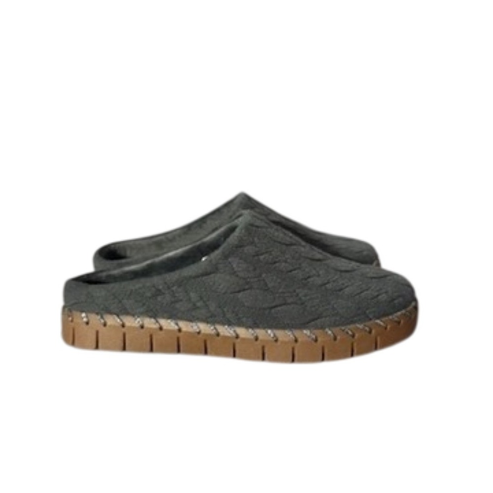 Muk Luks Gray Faux Fur Lined Slip-On Slippers Size 6.5‎ NWOB